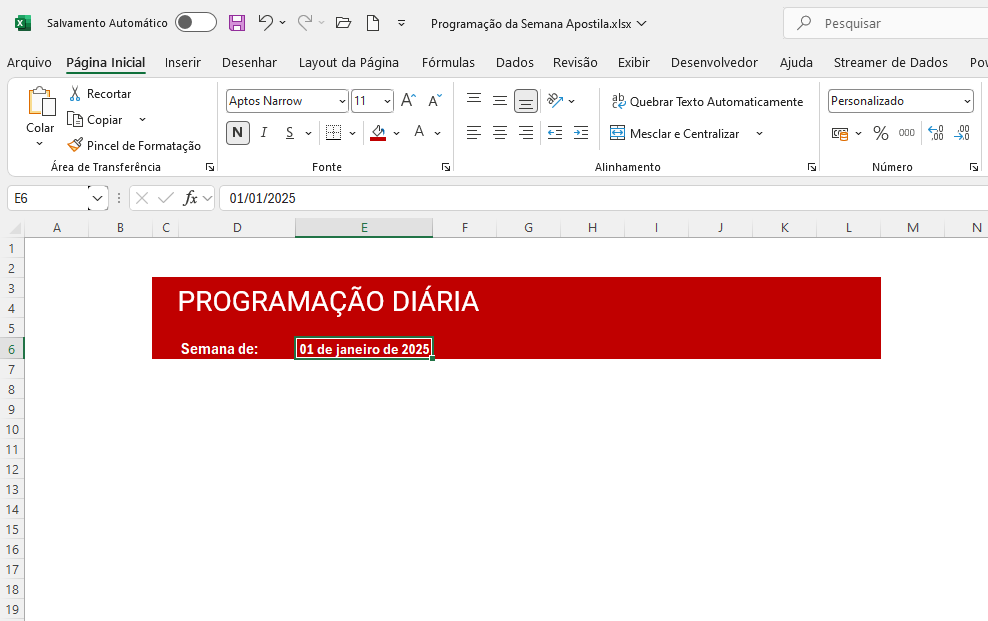Figura 06 - Início da semana