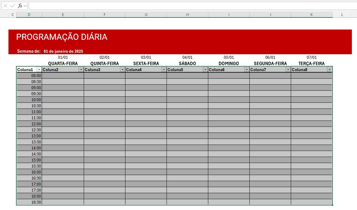 Tela 15 - Intervalo de texto convertido em tabela.